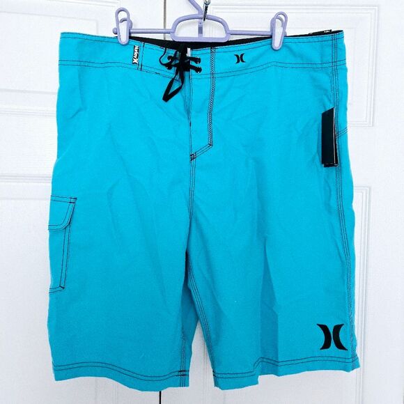 Hurley Mens One & Only 22 Inch Boardshorts Size 36 Bright Cyan Blue Swim Trunks - Picture 1 of 12
